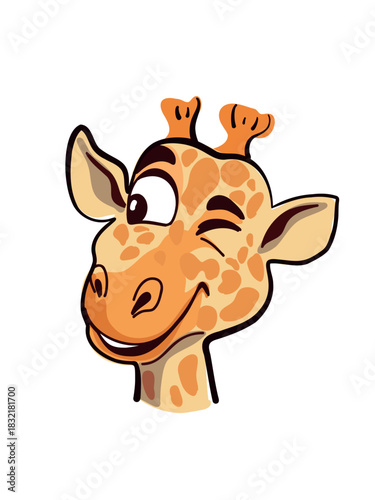 playful giraffe looking curious and happy in sunny scene