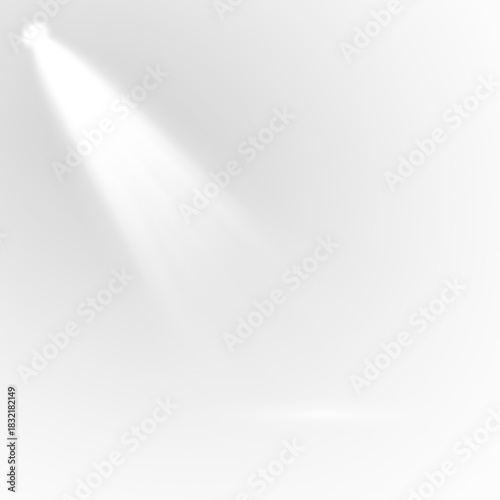Vászonkép A bright white spotlight beam shines downward with a clean radiant glow on a transparent background