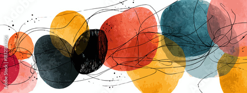 Colorful Abstract Mountain Landscape Illustration with Vibrant Patterns and Textures