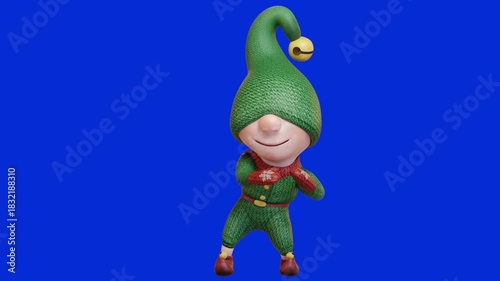 Isolated dancing cartoon Christmas elf