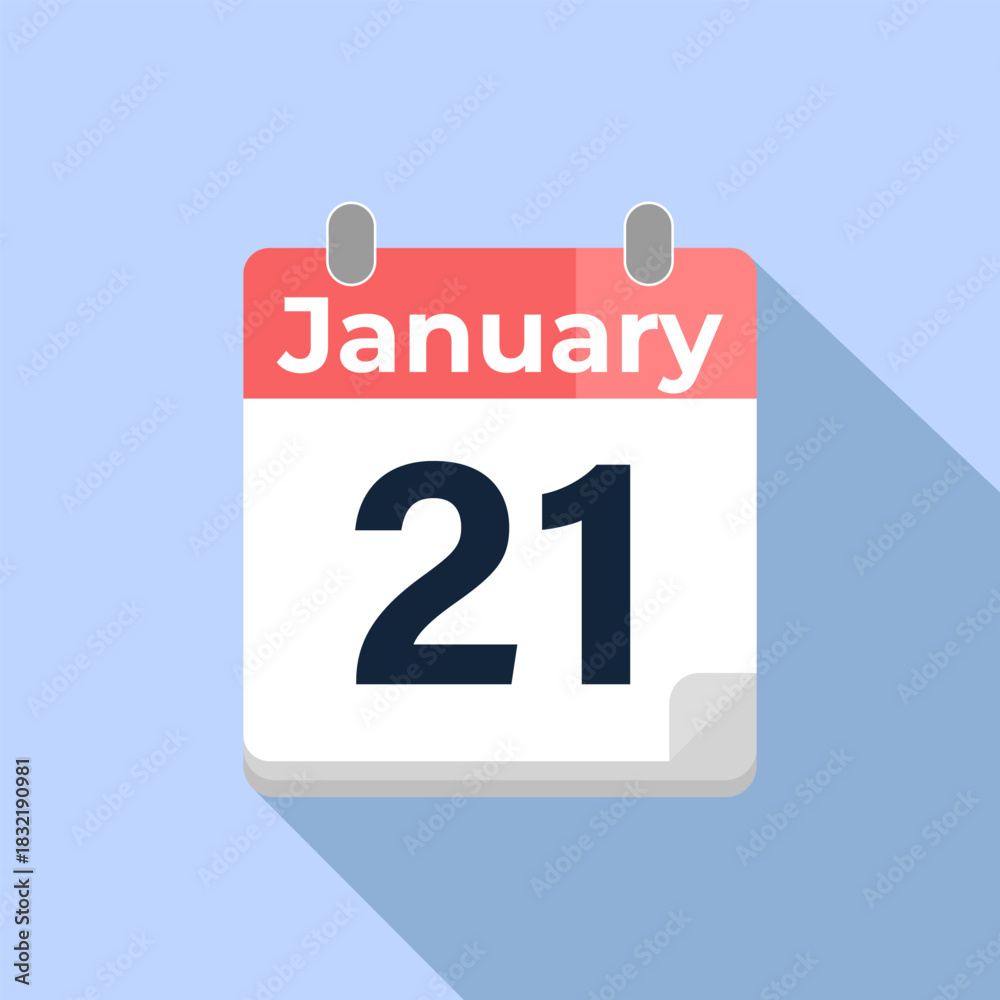 Fototapeta premium January 21 Vector Calendar Modern flat color vector calendar with date