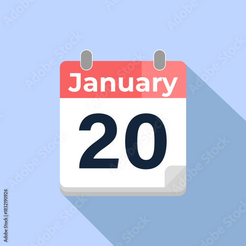 January 20 Vector Calendar
Modern flat color vector calendar with date