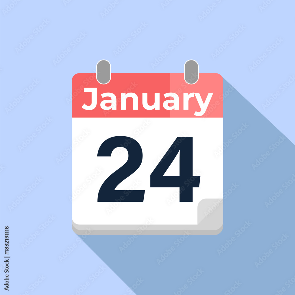 Fototapeta premium January 24 Vector Calendar Modern flat color vector calendar with date