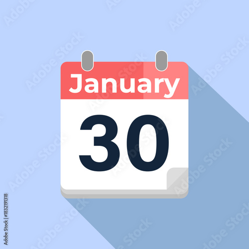 January 30 Vector Calendar
Modern flat color vector calendar with date
