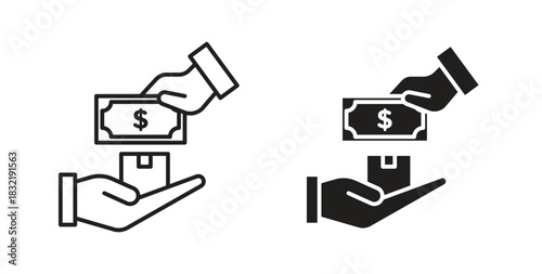 Cash on delivery icon vector design. icon doodle hand drawn.