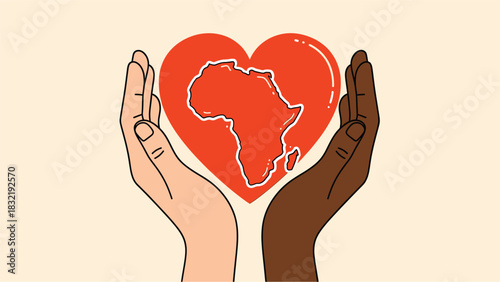 Hands of Unity: A Symbol of Love and Connection with Africa, Representing Support, Diversity, and Cultural Appreciation in a Minimalist Design