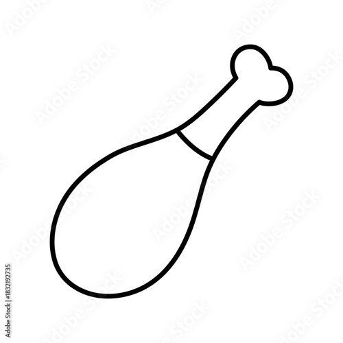 Simple black and white outline icon of a cooked chicken drumstick