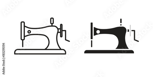 Old sewing machine icon vector design. icon doodle hand drawn.