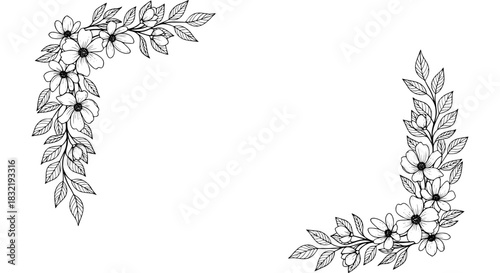 Elegant floral corner borders for invitations and cards create a refined touch