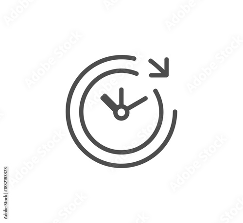 Illustration of a clock with hands and an arrow indicating time or rotation