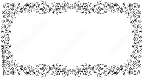 Elegant floral frame with vintage botanical details for wedding invitations design