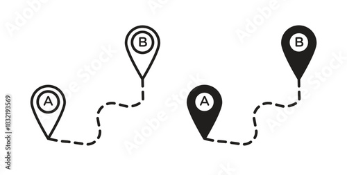 Path A to B icon vector design. icon doodle hand drawn.