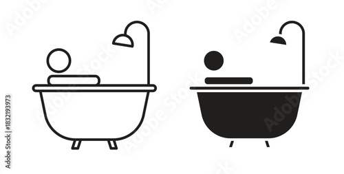 Person Bathing icon vector design. icon doodle hand drawn.