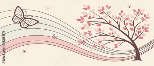 Panoramic pastel wave ribbons — soft sweeping arcs, elegant blended light, premium website header.