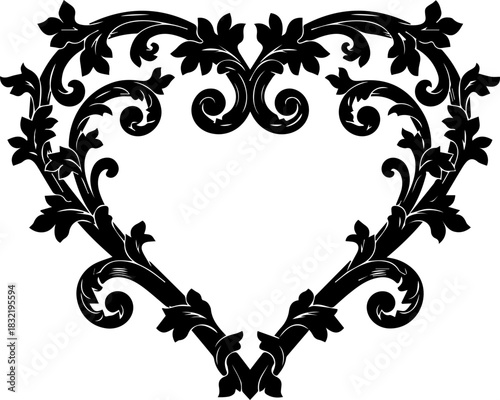 Elegant floral heart design for Valentines Day, invitations, and weddings, offering a classic, timeless aesthetic with delicate vintage charm