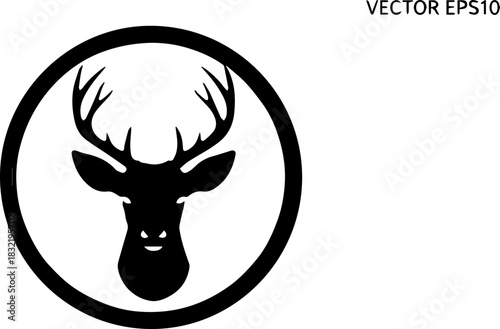 Majestic deer head silhouette, a timeless emblem of nature's grace and wild beauty, perfect for outdoor brands and rustic designs. Originally vector graphic.