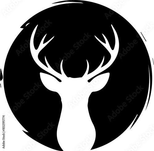Stunning deer silhouette with majestic antlers, perfect for rustic designs, wildlife conservation campaigns, and outdoor adventure branding, originally a vector