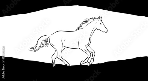 Elegant running horse outline, a timeless design element originally crafted as scalable vector art perfect for logos, branding, and creative projects