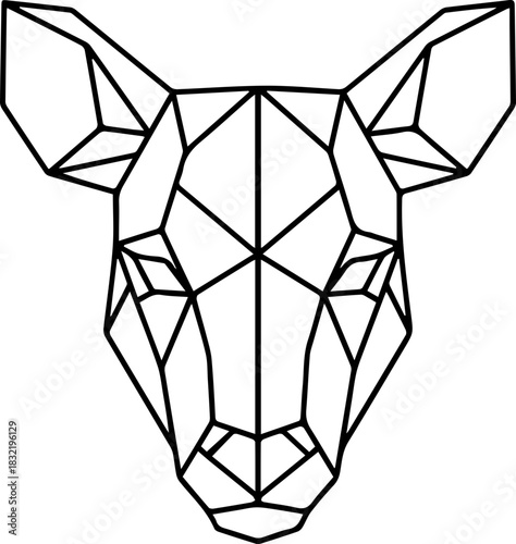 Modern geometric deer head outline for minimalist design projects, wildlife conservation campaigns, and elegant branding, originally a scalable vector graphic