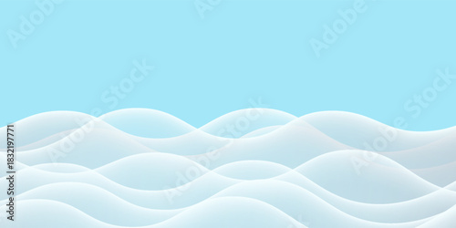 Waves snowdrifts landscape shapes on blue background