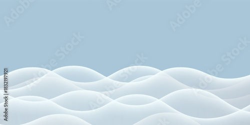 Natural winter background. Snow landscape decoration. Empty snowbanks field. Frozen hills. Snowdrifts. Vector illustration