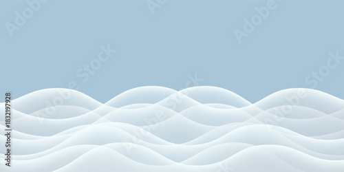 Natural winter background. Snow landscape decoration. Empty snowbanks field. Frozen hills. Snowdrifts. Vector illustration