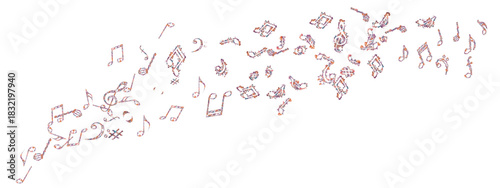 pink ribbon on white background, black and white background, music notes on black, music notes vector illustration, music notes vector, Vector flying notes isolated on white background.