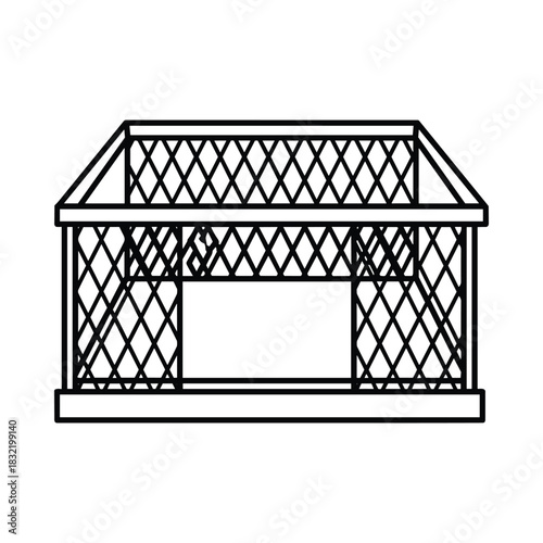 Simple line drawing of a traditional lattice greenhouse structure