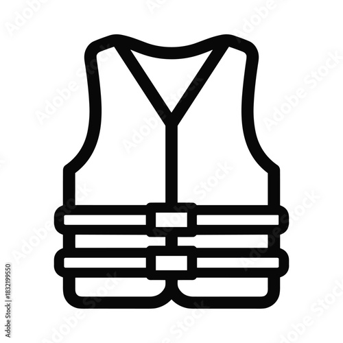 Simple line icon of a safety vest for water sports and outdoor activities