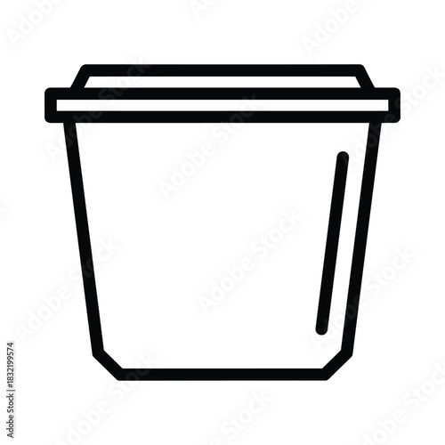 Simple outline icon of a disposable coffee cup with lid on white background