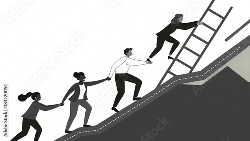 Business man running up stairs silhouette vector illustration concept of fitness and exercise