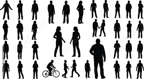 Smartphone user silhouettes, mobile interaction, black icons, digital behavior, modern lifestyle, vector illustration, tapping, swiping, posture, technology