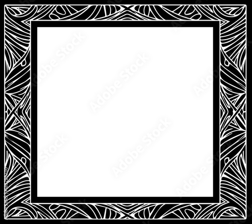 Elegant abstract frame with swirling lines, perfect for invitations, announcements, and artistic design projects, a classic border with modern appeal