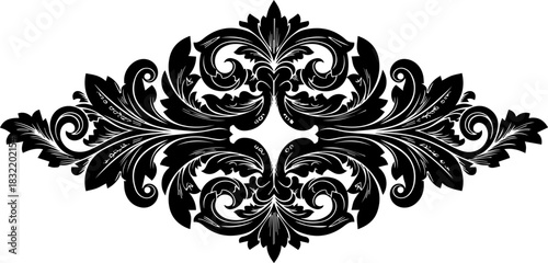 Elegant black ornate flourish design enhances invitations, stationery, and decorative projects with classic beauty.