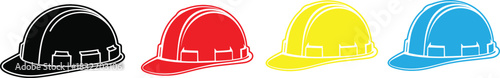 Hard hat vector icon set. Safety helmet silhouette for builder or engineer. construction helmet icon. Safety helmet.Industrial head protection. Personal protective equipment .