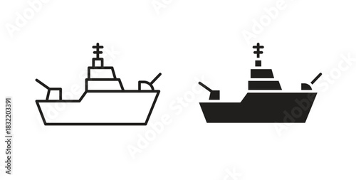 Warship icon vector design. icon doodle hand drawn.