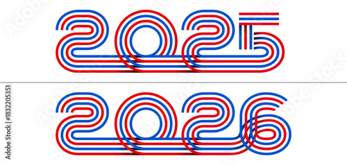 Les chiffres de l’année 2025 et 2026 réalisés dans une composition graphique avec des lignes rouges et bleus.