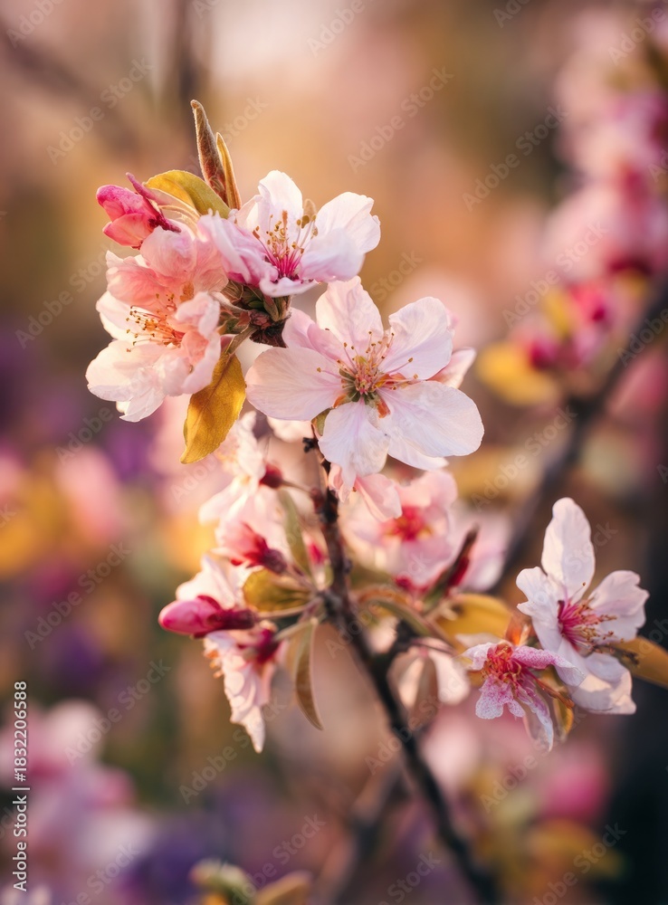 Obraz premium Delicate Cherry Blossoms in Full Bloom - A Springtime Delight.