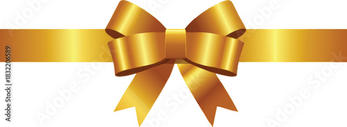 A golden ribbon and bow, perfect for gift wrapping or festive decorations.