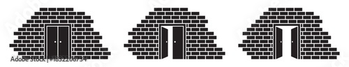 Brick wall door icon, vector illustration