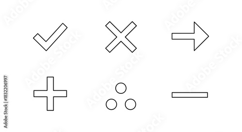 Minimalist line art symbols set for web and mobile designs