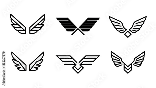 Winged Car Badges: Six Logo Icon Variations