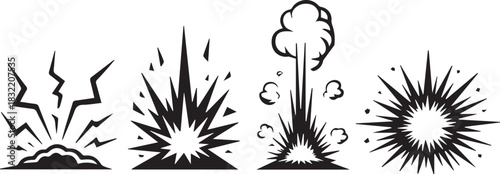 Vector set explosion effects in black and white