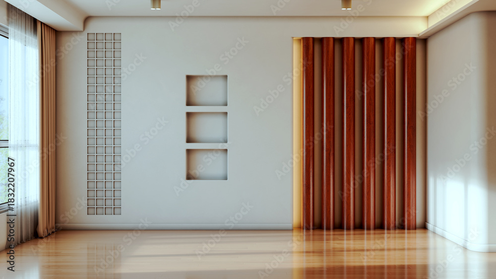 Fototapeta premium Large luxury modern bright interiors Living room mockup illustration 3D rendering image