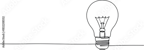 Simple Line Art of a Light Bulb Depicting Idea Concept with Minimalist Design