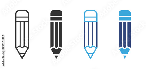 Pencil Editing icon set, Creative Writing Tool, Drawing and Content Creation concept icon, vector illustration.