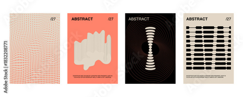 Posters with silhouette minimalistic basic figures, extraordinary graphic assets of geometrical shapes transition style. Modern minimalistic print.