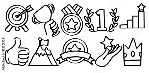 Set of hand drawn Goal theme Isolated Vector