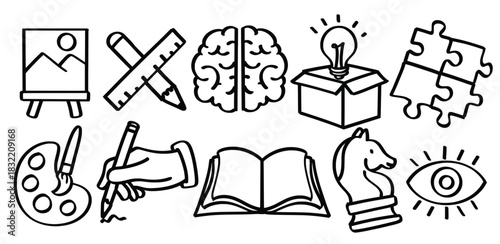 Set of hand drawn Creativity innovation theme Isolated Vector