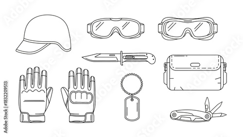 "War Accessories Line Art Collection